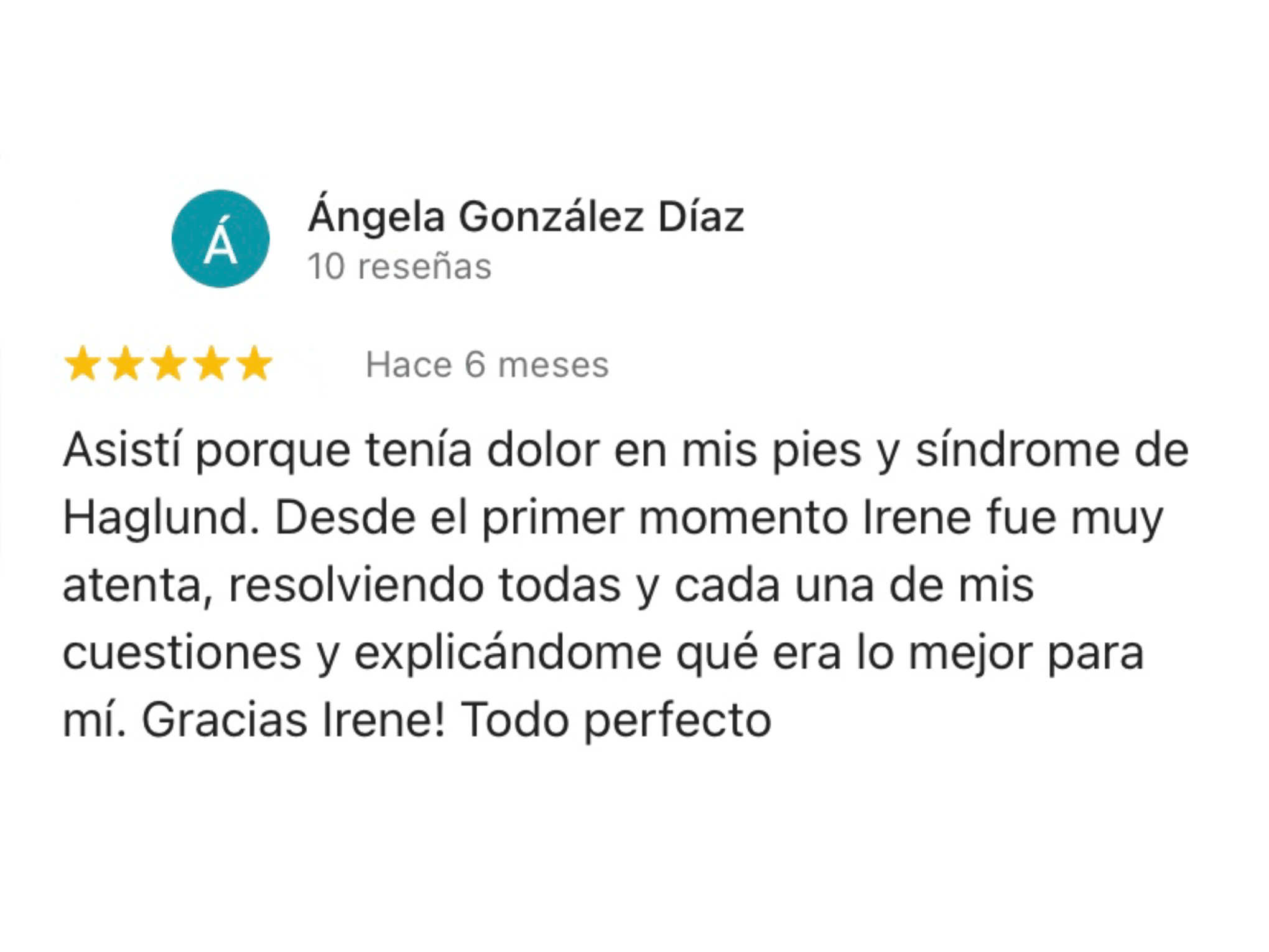 Reseña positiva de un paciente