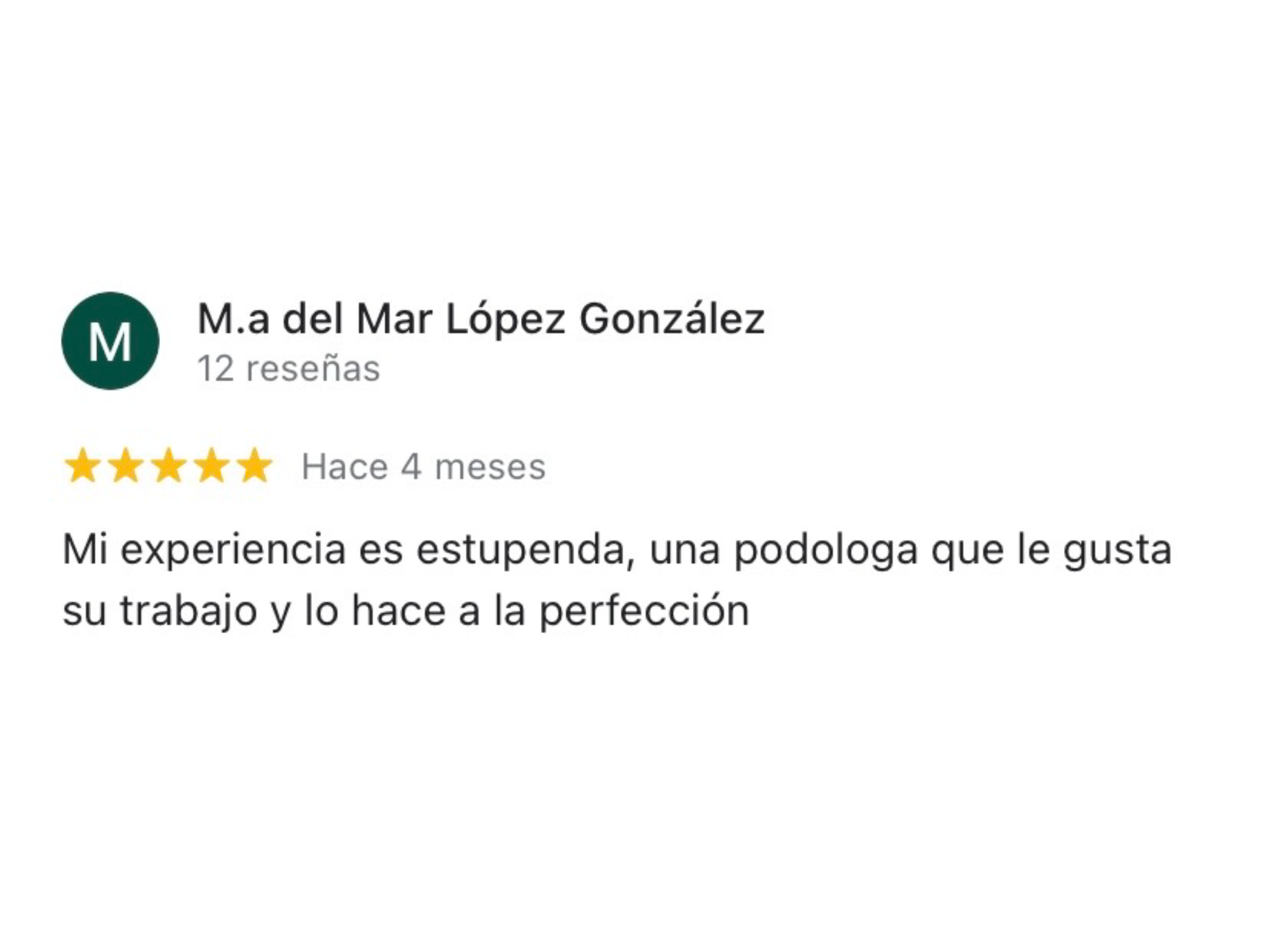Reseña positiva de un paciente