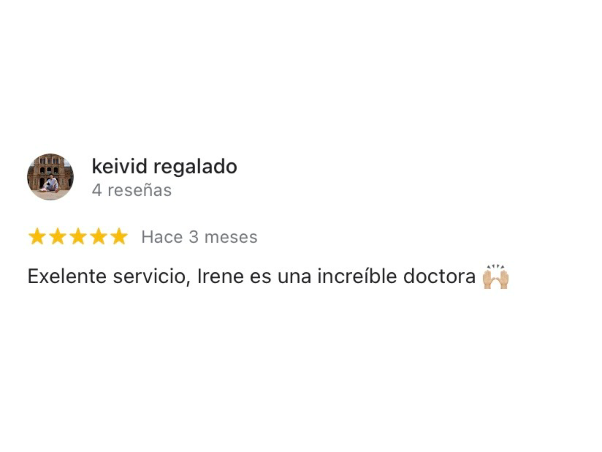 Reseña positiva de un paciente